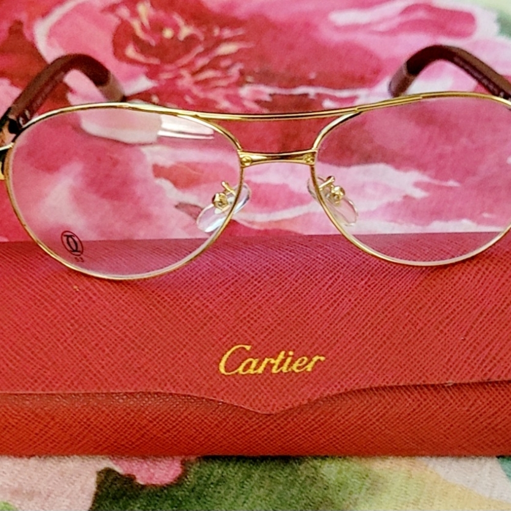 Vintage Cartier Edition Santos-DuMont Aviator Eyeglasses Gold Plated 1988!!